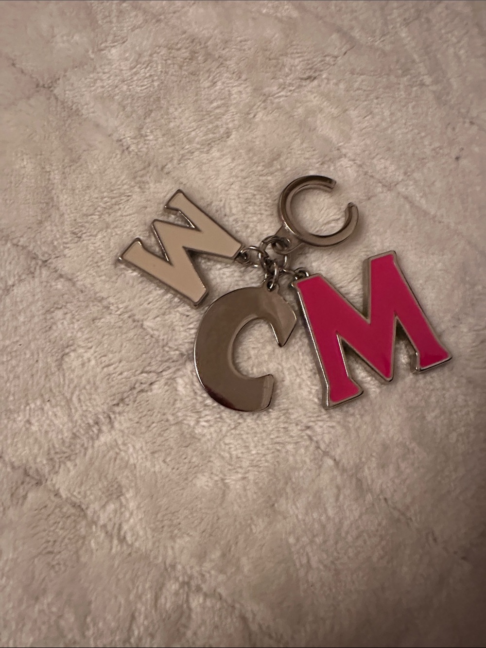 MCM Pink and Silver Bag Charm/Key Holder
